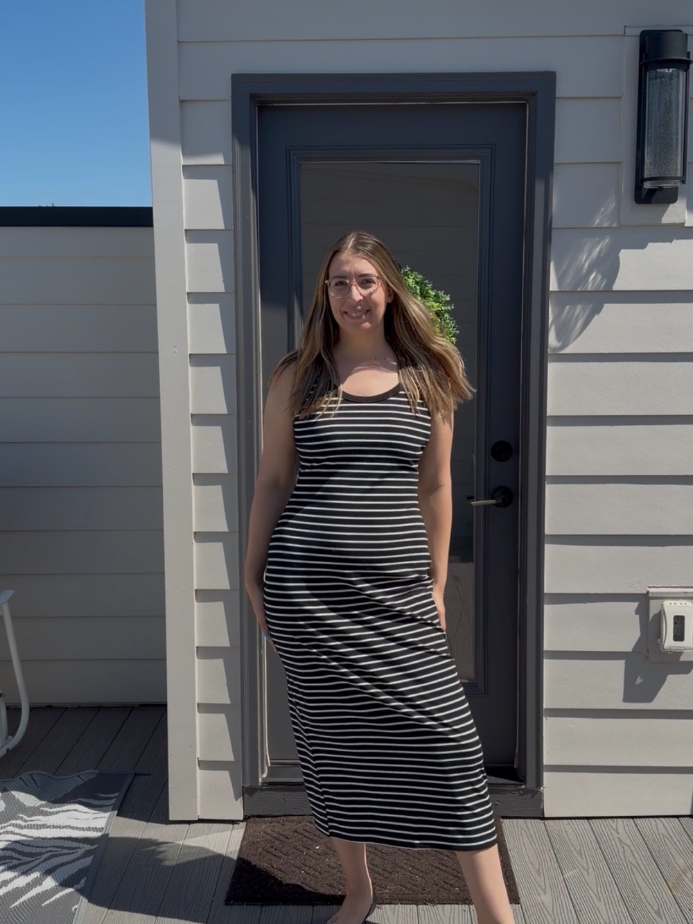 Cupshe Black and White Striped Sleeveless Maxi Dress
